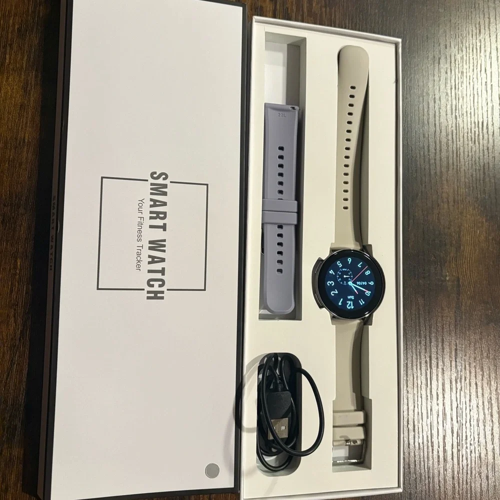 Smartwatch with Cream and‎ Light Purple Bands